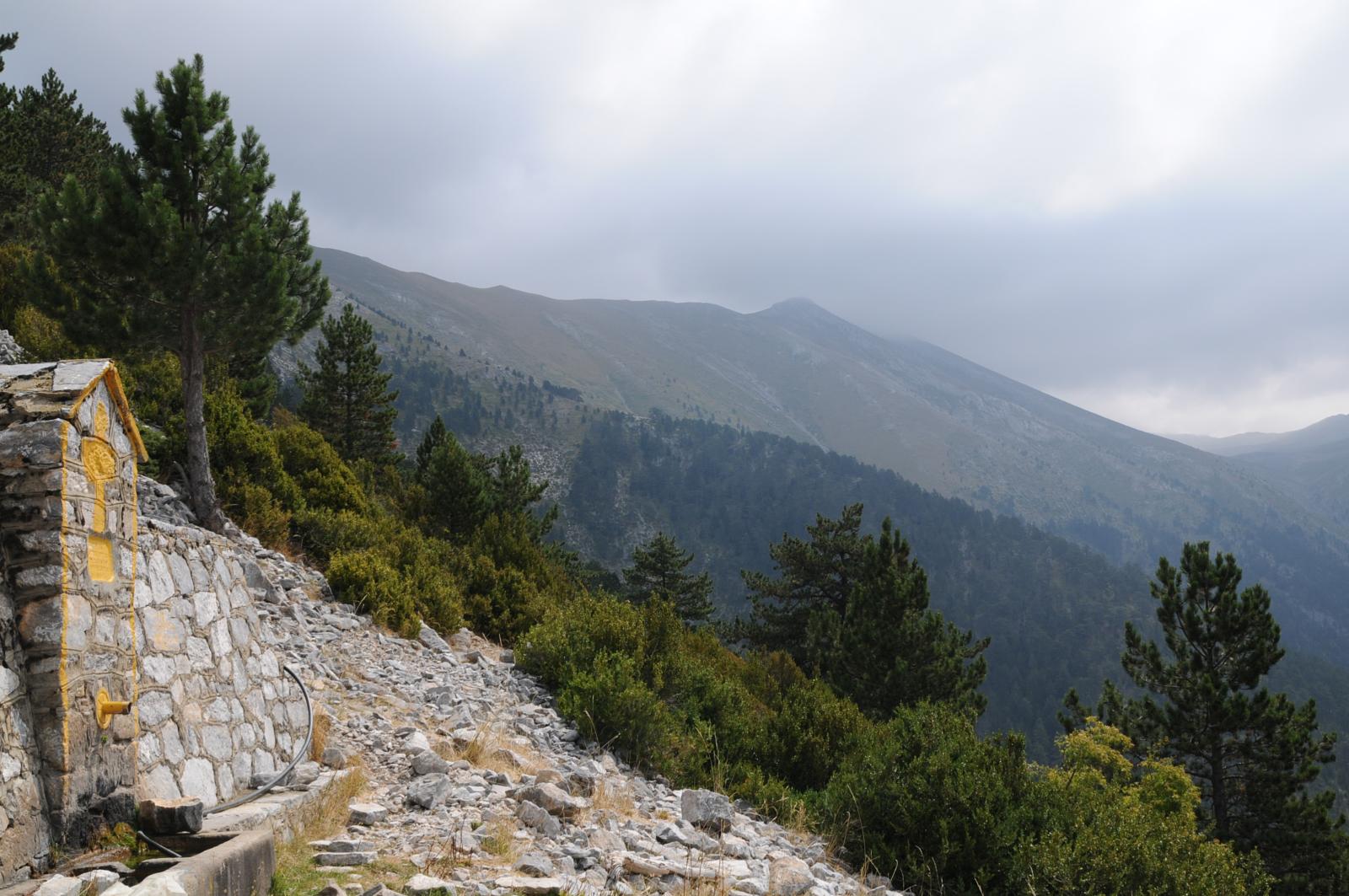 Trail and mountain landscape of Mount Olympus