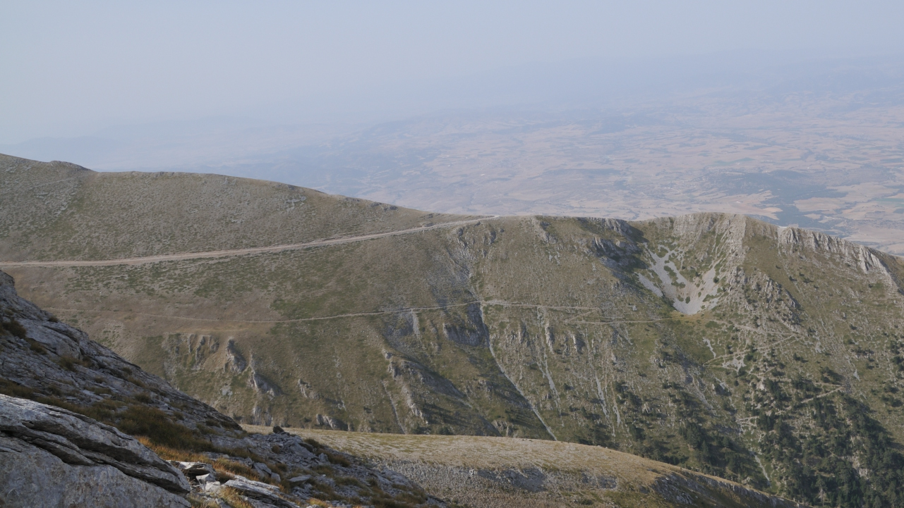 Trail and mountain landscape of Mount Olympus